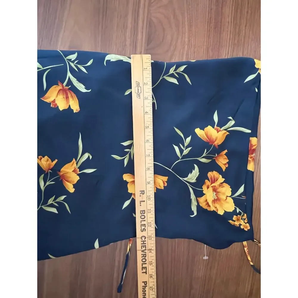 ASTR The Label Floral Satin Slip Midi Dress Navy Orange XS NWOT - Picture 8 of 8